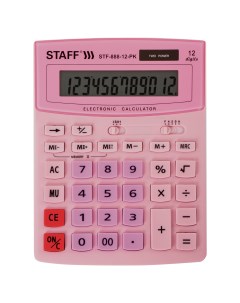 Калькулятор настольный STF 888 12 PK 12 разрядный кол во функций 2 однострочный экран розовый STF 88 Staff