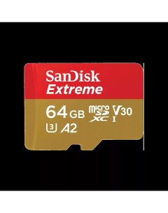 Карта памяти 64Gb microSDXC Extreme Class 10 UHS I U3 V30 A2 SDSQXAH 064G GN6MN Sandisk