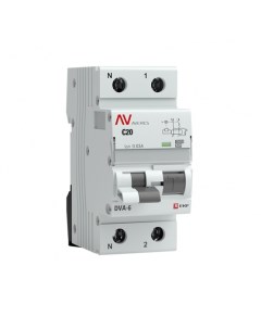 Выключатель автоматический дифференциального тока Averes DVA 6 2P C 20А A 30мА rcbo6 1pn 20C 30 a av Ekf