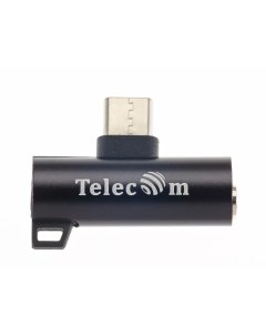 Переходник адаптер USB 3 1 Type C m USB Type C f Jack 3 5 мм f угловой черный TA433 B Telecom