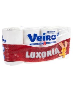 Бумага туалетная Luxoria слоев 3 листов 136шт длина 17м белый 8шт 5с38 Veiro