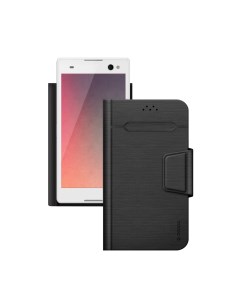 Чехол подставка Wallet Fold L для смартфона универсальный искусственная кожа черный 87040 Deppa