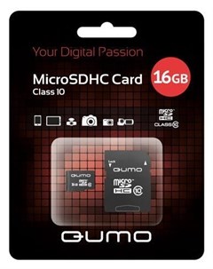 Карта памяти 16Gb microSDHC Class 10 адаптер Qumo