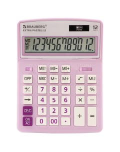 Калькулятор настольный Extra PASTEL 12 PR 12 разрядный однострочный экран сиреневый 250489 Brauberg