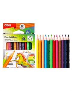 Набор цветных карандашей Enovation EC114 12 трехгранные 12 шт заточенные Deli