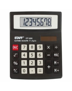 Калькулятор настольный STF 8008 8 разрядный однострочный экран черный 250147 Staff