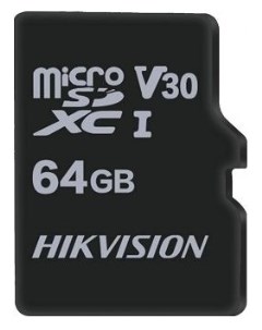 Карта памяти 64Gb microSDXC C1 Class 10 UHS I U1 V30 HS TF C1 STD 64G ZAZ01X00 OD Hikvision