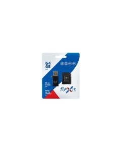 Карта памяти 64Gb microSDXC Class 10 UHS I U1 адаптер USB reader 0 Flexis
