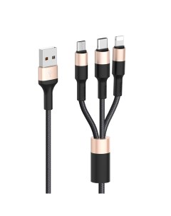 Кабель USB Lightning 8 pin Micro USB USB Type C 2А 1 м черный золотой Xpress X26 648368 Hoco