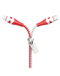 Кабель USB USB Type C Lightning 8 pin 2 4A 1 2м белый красный Zipper U97 6931474743343 Hoco