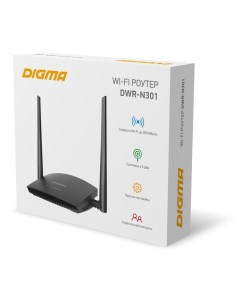 Wi Fi роутер DWR N301 802 11a b g n 2 4 ГГц до 300 Мбит с LAN 3x100 Мбит с WAN 1x100 Мбит с внешних  Digma