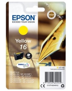 Картридж струйный T1624 C13T16244012 желтый оригинальный объем 3 1мл ресурс 165 страниц для WF 2010W Epson