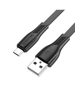Кабель USB Micro USB плоский 2 4A 1 м черный BX85 6974443387094 Borofone