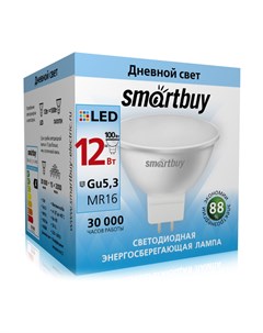 Лампа светодиодная GU5 3 MR16 12Вт 960лм 4000K белый 80 Ra Gu5 3 12W 4000 SBL GU5_3 12 40K Smartbuy
