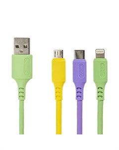 Кабель USB Micro USB USB Type C Lightning 8 pin 1м зеленый 513562 Sonnen