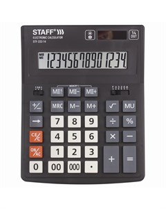 Калькулятор настольный PLUS STF 333 14 разрядный однострочный экран черный серый 250416 Staff