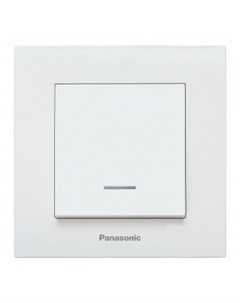 Выключатель Karre Plus 1кл индикатор подсветка скрытый монтаж механизм с накладкой без рамки белый W Panasonic