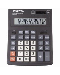 Калькулятор настольный PLUS STF 333 12 разрядный однострочный экран черный серый 250415 Staff