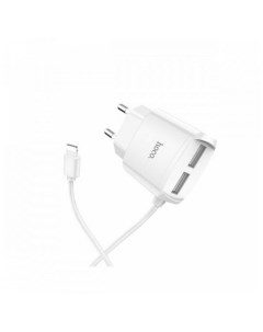 Сетевое зарядное устройство Hoco C59A 10W, 2USB, 1.2A, белый, кабель Lightning