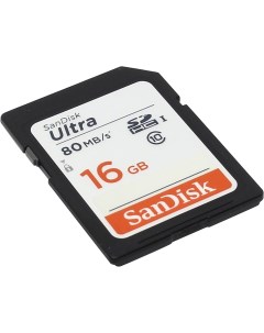 Карта памяти 16Gb SDHC Ultra Class 10 UHS-I U1 (SDSDUNC-016G-GN6IN) Sandisk