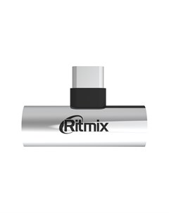 Переходник адаптер USB Type C M Jack 3 5mm F USB Type C F угловой серебристый RCC 034 Silver Ritmix