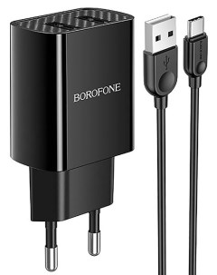 Сетевое зарядное устройство BA53A Powerway 10W 2USB 1 5A черный кабель USB Type C Borofone