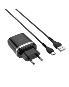 Сетевое зарядное устройство C12Q 18W 1USB Quick Charge 3A черный 6931474716293 кабель USB Type C Hoco