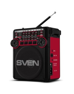 Портативная акустика SRP 355 3 Вт FM AUX USB SD microSD черный красный SV 017132 Sven