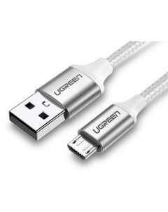 Кабель micro USB USB US290 Nickel Plating Alu Braid 1 м серебристый Ugreen