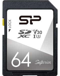 Карта памяти SD 64GB Superior SDXC Class 10 UHS I U3 V30 100 80 Mb s Silicon power