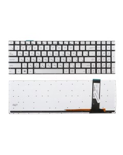 Клавиатура для ноутбука Asus N550J серебристая с подсветкой Azerty