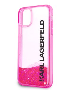Чехол для iPhone 11 с жидкими блестками прозрачный розовый Karl lagerfeld