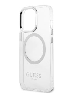 Чехол для iPhone 13 Pro Max с MagSafe Transparent Silver Guess
