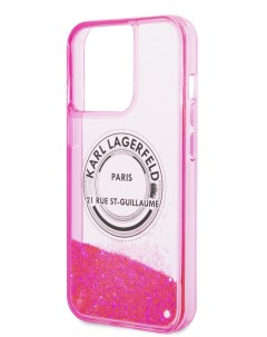Чехол для iPhone 13 Pro Max с жидкими блестками Pink Karl lagerfeld