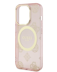 Чехол для iPhone 13 Pro Max с MagSafe розовый золотистый Guess