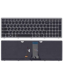 Клавиатура для ноутбука Lenovo G505s Z510 черная с подсветкой c серебристой рамкой Оем