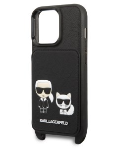 Чехол для iPhone 13 Pro с ремешком и карманом для карт Black Karl lagerfeld