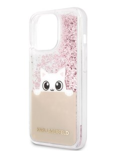 Чехол для iPhone 13 Pro Max с жидкими блестками розовый Karl lagerfeld