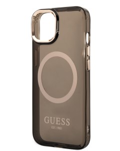 Чехол для iPhone 14 Plus с MagSafe черный золотистый Guess