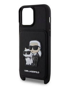 Чехол для iPhone 13 Pro Max с ремнем и карманом для карт Black Karl lagerfeld