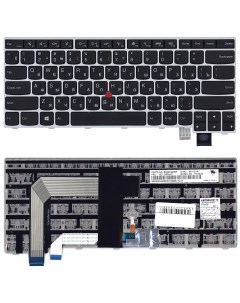 Клавиатура для ноутбука Lenovo Thinkpad T460S T470S черная с серебристой рамкой Оем