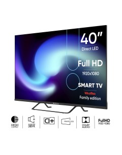 Телевизор 40 FRAMELESS FulHD 1080p Smart TV WildRed черный Topdevice