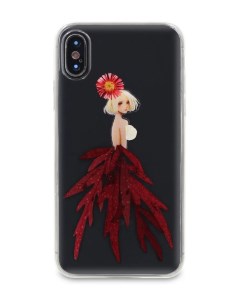 Чехол накладка Flower Case для Apple iPhone X XS фея бордовые цветы Dyp