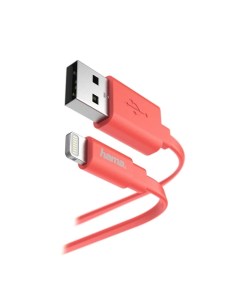 Кабель USB Lightning MFI плоский 1 2 м розовый 00173645 Hama