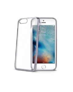 Чехол накладка Laser для Apple iPhone 7 8 прозрачный темно серый кант Celly
