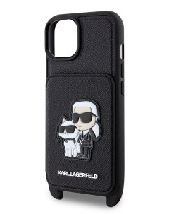 Чехол для iPhone 14 с ремнем и карманом для карт Black Karl lagerfeld