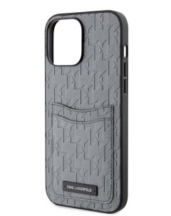 Чехол для iPhone 13 Pro Max с карманом для карт серебристый Karl lagerfeld