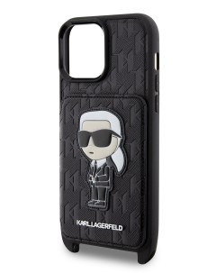 Чехол для iPhone 13 Pro Max с ремнем и карманом для карт Black Karl lagerfeld