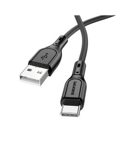 Дата кабель BX66 USB USB Type C силикон 5A 1 м Black Borofone