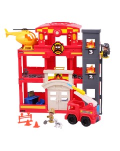 Игровой набор Пожарная станция с машиной вертолетом свет звук Chap mei